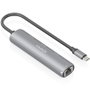Aisens Dock USB-C a Ethernet Gigabit + Hub 3xUSB-A, Gris